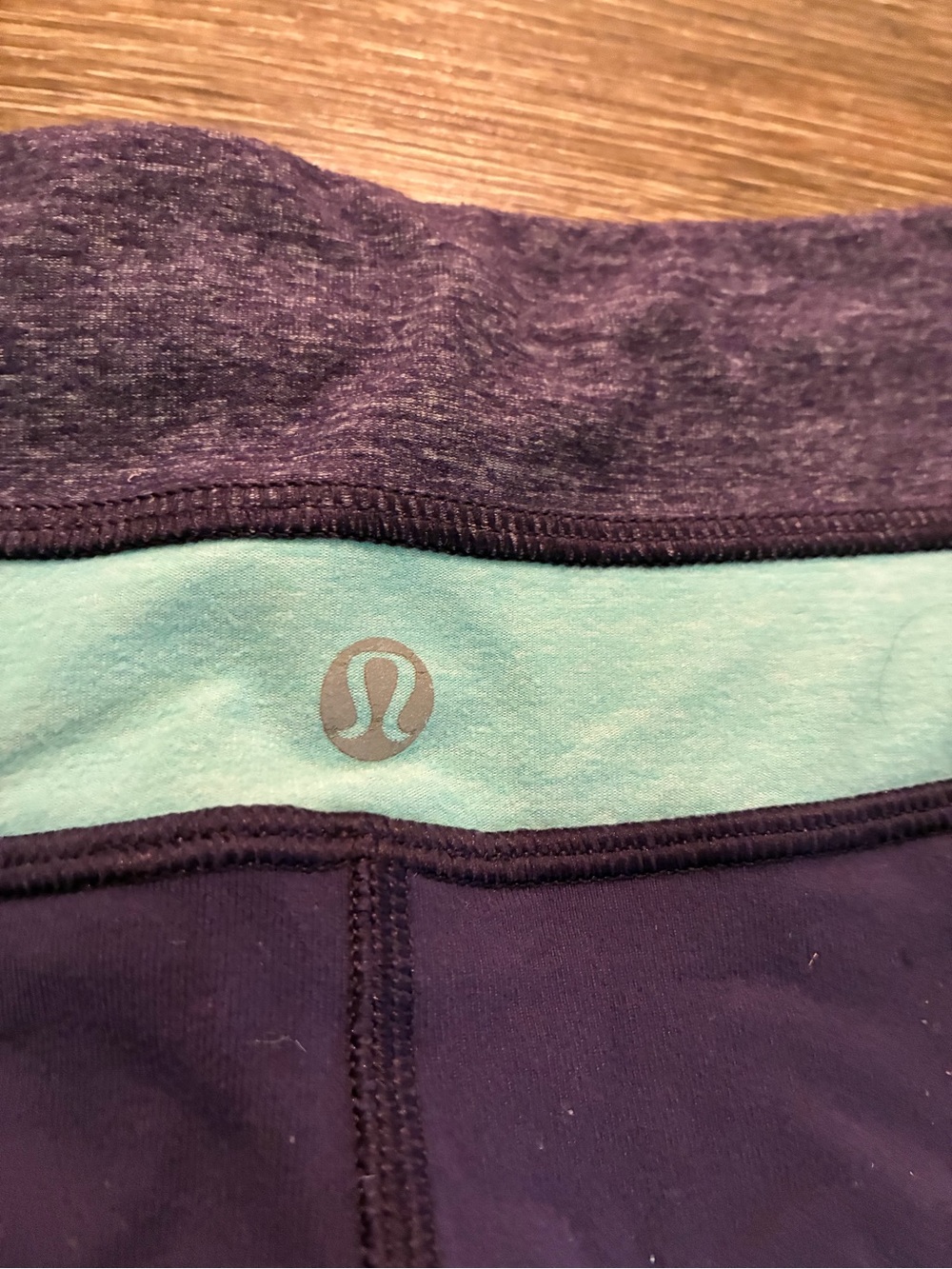 lululemon athletica Purple Athletic Bike Shorts with Teal Waistband - Picture 3 of 5